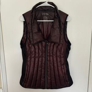 Calvin Klein Brown Quilted Vest with High Collar